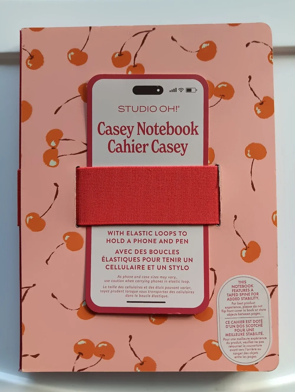 Studio Oh! Casey Notebook Cherries Pen Phone Strap Hardcover Lined 192 Pages